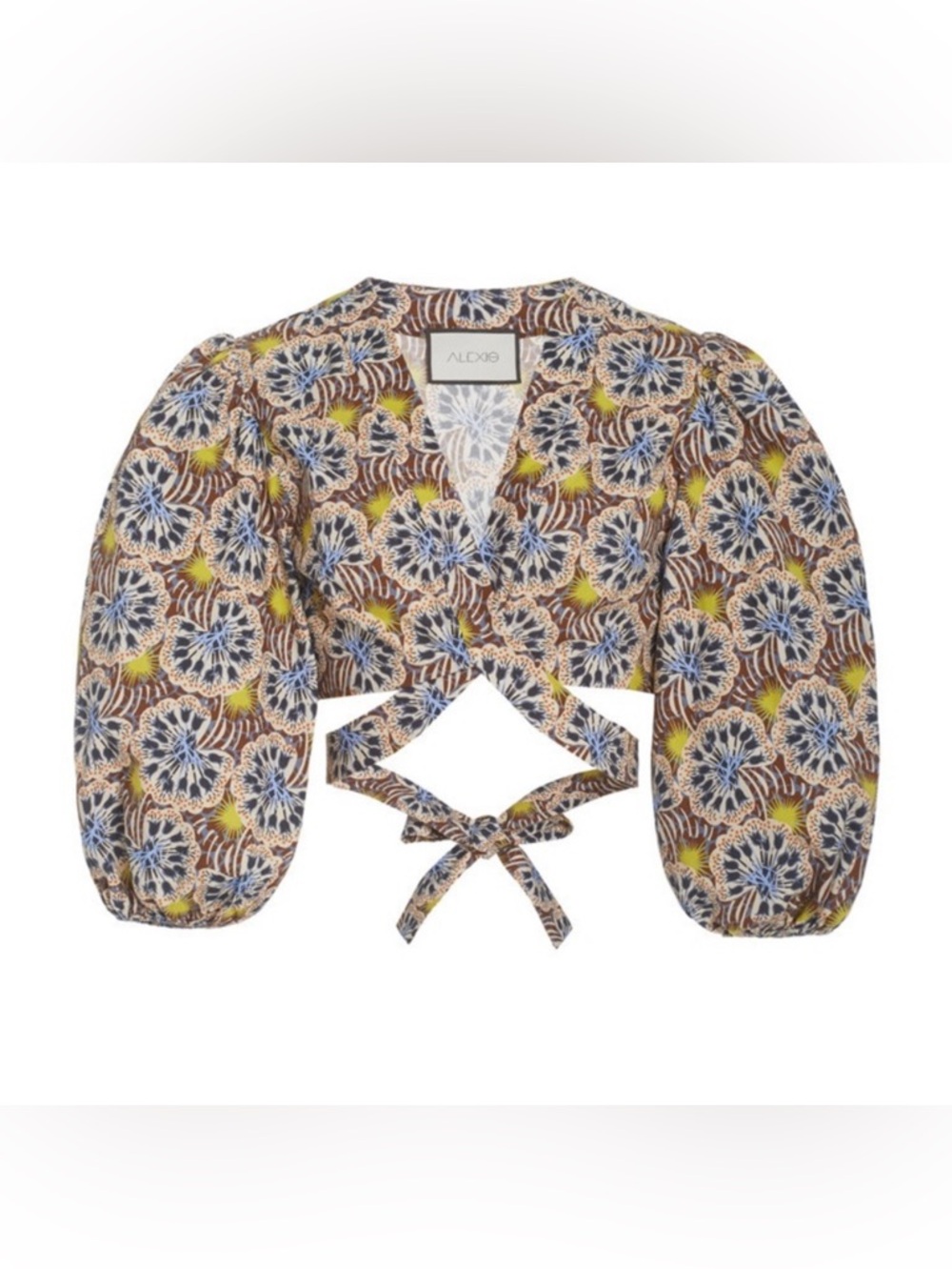 Alexis Maida puff sleeve wrap crop top sienna floral pattern XS - Picture 2 of 8